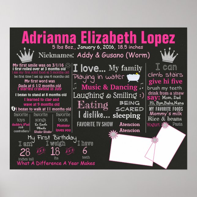 Erste Geburtstagskreidekarte für Plakatkreide Poster (Vorne)