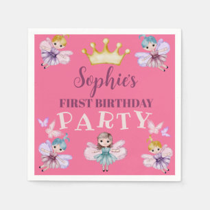 Erste Geburtstagsparty Pink & Gold Ballons Napkins Serviette
