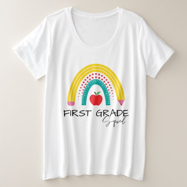 Erste GRADE Squad Rainbow-Lehrerin Große Größe T-Shirt (Design vorne)