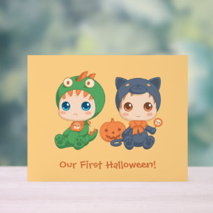 Erste Halloween Baby Twins Party Einladung Acrylschild