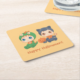 Erste Halloween Babys Black Cat Dragon Costume Rechteckiger Pappuntersetzer