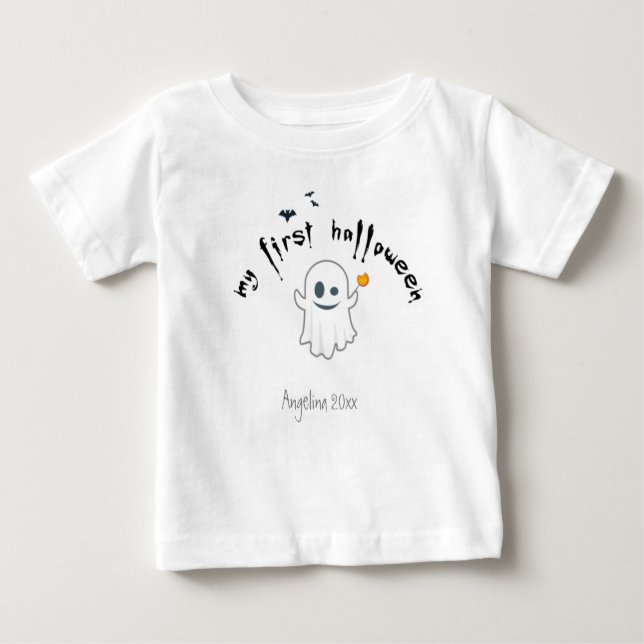 Erste Halloween Custom Niedlich Ghost Baby T-shirt (Vorderseite)