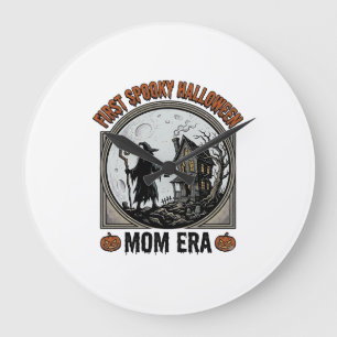 Erste Halloween-Mutter Vintage-Gravur Verzauberte  Große Wanduhr