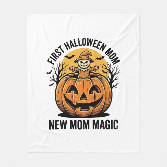 Erste Halloween-Mutter Vintage-Kürbis-Fledermaus-S Fleecedecke (Vorderseite)
