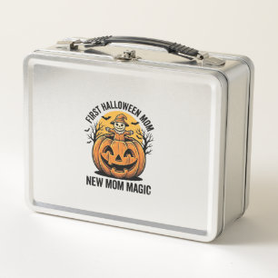 Erste Halloween-Mutter Vintage-Kürbis-Fledermaus-S Metall Brotdose