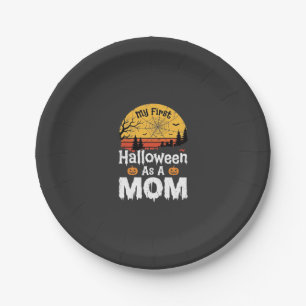 Erste Halloween-Mutter Vintage-Sonnenuntergangs-De Pappteller