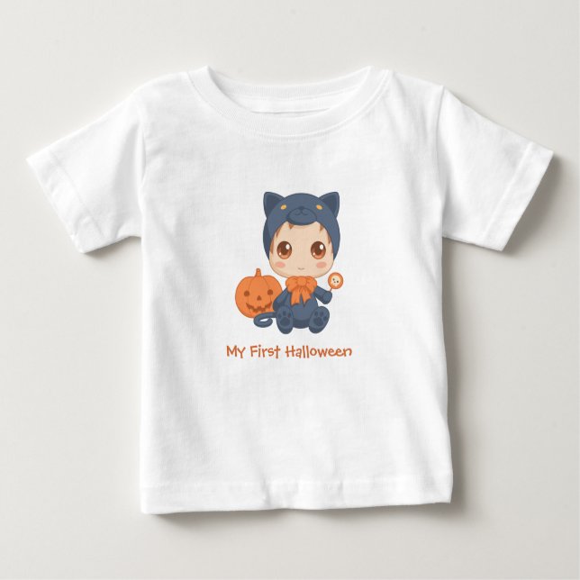 Erste Halloween-Niedlich-Kinderkatzenkostüm Baby T-shirt (Vorderseite)