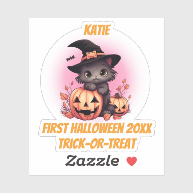 Erste Halloween Niedlich Kitten Aufkleber (Blatt)