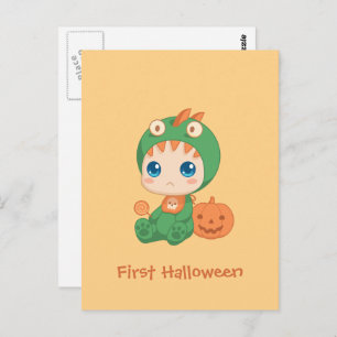 Erste Halloween-Niedliches Baby Dragon-Dinosaurier Postkarte