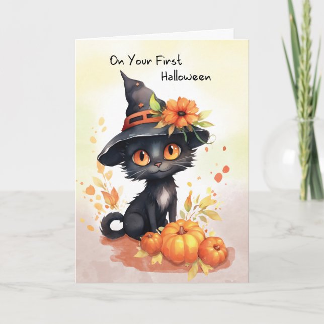 Erste Halloween Sweet Cat Karte (Vorderseite)