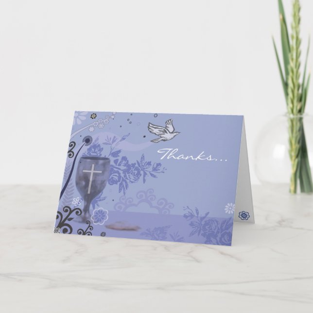 Erste heilige Chalice Chalice Dove Danke Karte (Vorderseite)