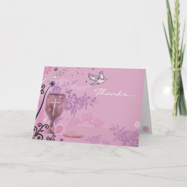 Erste heilige Chalice Chalice Dove Danke Karte (Vorderseite)