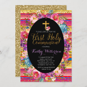 Erste Heilige Kommune Einladung farbenfrohe Fiesta