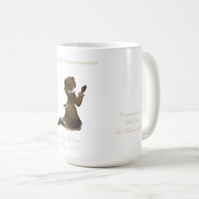 Erste Heilige Kommune Gebet-Girl-Gold Kaffeetasse (VorderseiteRechts)