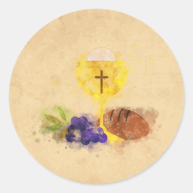 Erste Heilige Kommune Runder Aufkleber (Vorderseite)