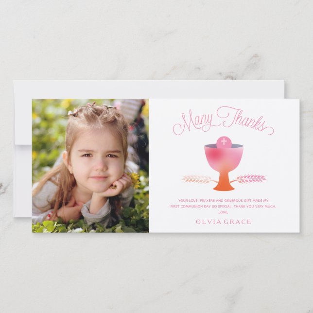 Erste Heilige Kommune Vielen Dank Foto-Karte - Mäd Dankeskarte (Vorderseite)