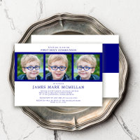 Erste heilige Kommunion 3-Foto Collage Boy Navy Bl