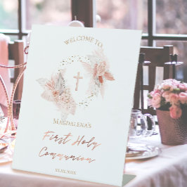 Erste heilige Kommunion boho Blume Pedestal Zeiche Sockelschild