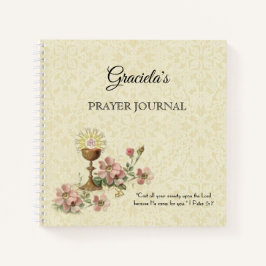 Erste Heilige Kommunion Chalice Gastgeber Rosa Blu Notizbuch