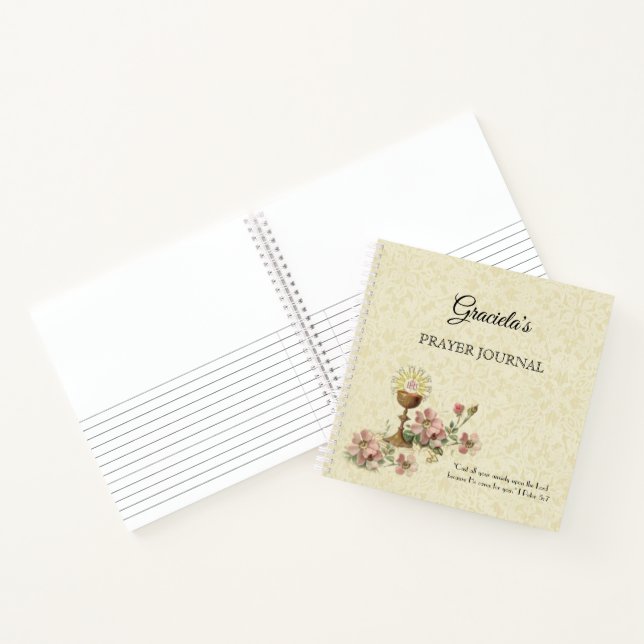 Erste Heilige Kommunion Chalice Gastgeber Rosa Blu Notizbuch (Innenseite)