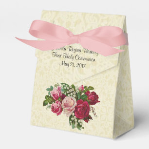 Erste Heilige Kommunion Cross Rose Ecru Spitzen De Geschenkschachtel