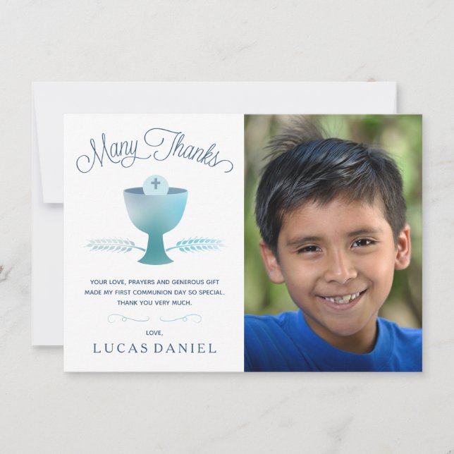 Erste heilige Kommunion danken Ihnen, - Bild, Dankeskarte (Vorderseite)