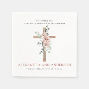 Erste Heilige Kommunion Dusty Pink Rose Serviette
