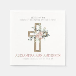 Erste Heilige Kommunion Dusty Pink Rose Serviette