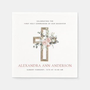 Erste Heilige Kommunion Dusty Pink Rose Serviette