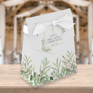 Erste Heilige Kommunion Elegant Grünfoliage Geschenkschachtel