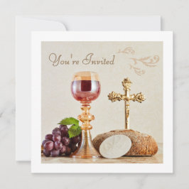 Erste heilige Kommunion | Eleganter Eucharist-Kelc Einladung