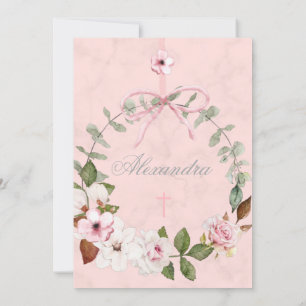 Erste heilige Kommunion Eleganter Rosenrahmen Einladung