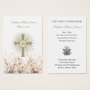 Erste heilige Kommunion Erinnerungskarte mit Blume