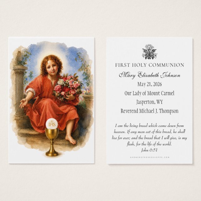 Erste heilige Kommunion Eucharistische Erinnerung (Vorne & Hinten)