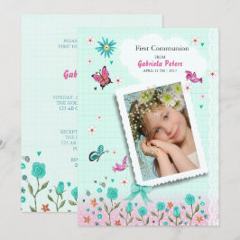 Erste Heilige Kommunion Floral | FOTO Einladung