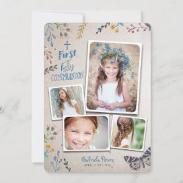 Erste Heilige Kommunion Floral | FOTO Einladung