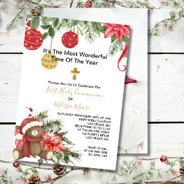 Erste Heilige Kommunion Foto Winterweihnachtsfest Einladung