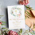Erste heilige Kommunion Gold Cross Aquarell Floral Save The Date<br><div class="desc">Mit einer zarten Aquarellblütengarage kann diese chic erste heilige Kommunion Save the Date-Karte mit Ihren besonderen Veranstaltungsdetails personalisiert werden. Sie können die Rückseite Ihrer Lieblingsfarbe anpassen oder zusätzliche Informationen hinzufügen. Entwickelt von Thisisnotme©</div>