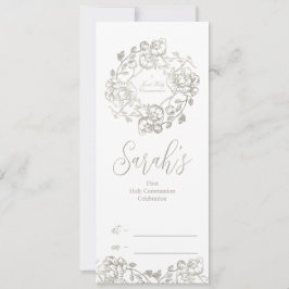 Erste heilige Kommunion Gold Floral Einladung