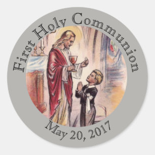 Erste heilige Kommunion Jesus Junge Eucharistie Runder Aufkleber