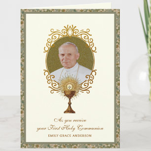 Erste heilige Kommunion Johannes Paul II. Eucharis Karte