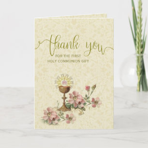 Erste Heilige Kommunion Katholische Blüte Vielen D Dankeskarte