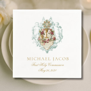 Erste Heilige Kommunion Katholische Chalice Host A Serviette