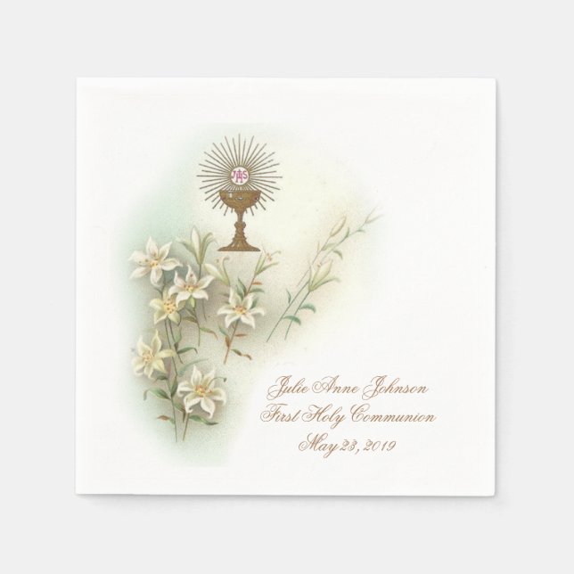 Erste Heilige Kommunion Katholische Chalice Host L Serviette (Vorderseite)