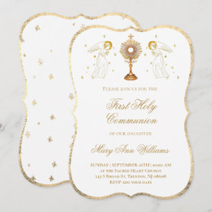 Erste heilige Kommunion katholische Engel Eucharis Einladung