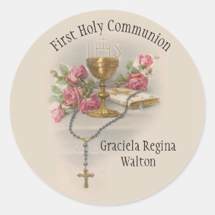 Erste Heilige Kommunion Katholische Erinnerung Runder Aufkleber