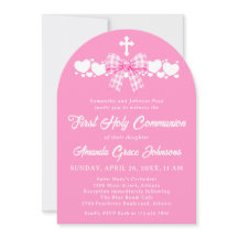 Erste heilige Kommunion Mädchen Rosa Gingham-Schle