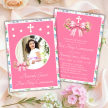 Erste heilige Kommunion Mädchen Rosa Wildblumen-Sc