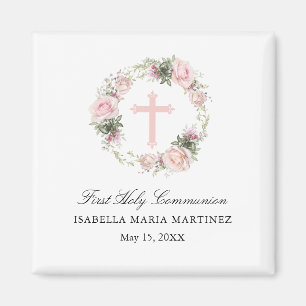 Erste Heilige Kommunion Magnet Gefallen Pink Rose