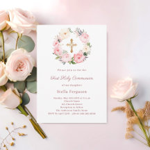 Erste Heilige Kommunion mit rosa floralen Motiven